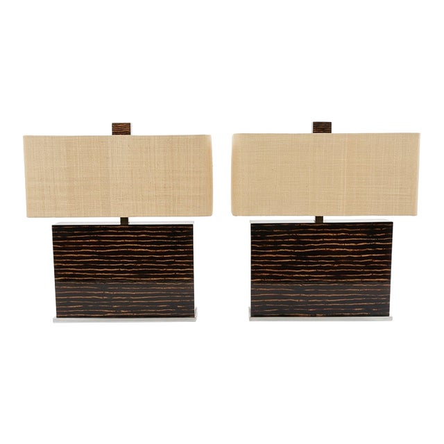 1990’s Palecek Pencil Reed Table Lamps - A Pair For Sale