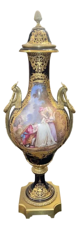 Monumental 19th Century Sèvres Porcelain Lidded Urn With Gilt Bronze Mounts