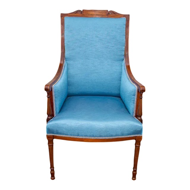 19th Century English Sheraton Living Room Chair with New Upholstery & Restored For Sale