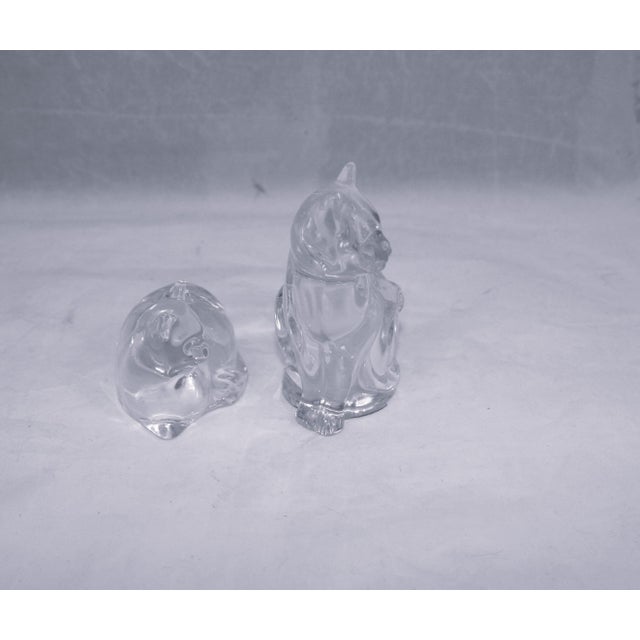 Late 20th Century Vintage Attributed to Lenox Clear Lead Crystal Sitting Cats Salt & Pepper Shakers For Sale - Image 5 of 10