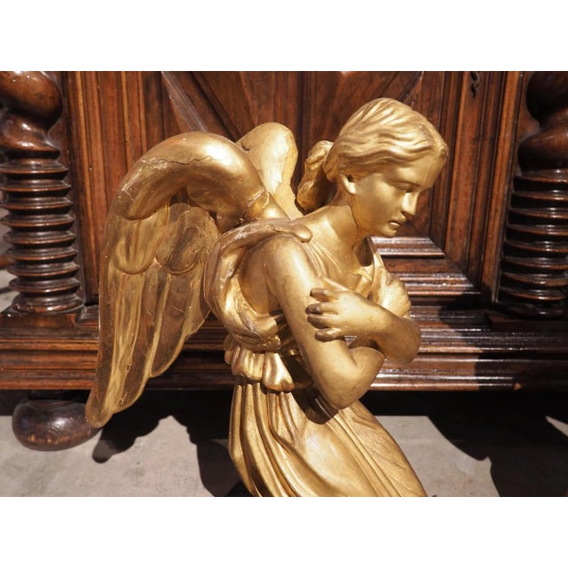 Pair of Circa 1800 Giltwood Angels From Italy For Sale - Image 12 of 13