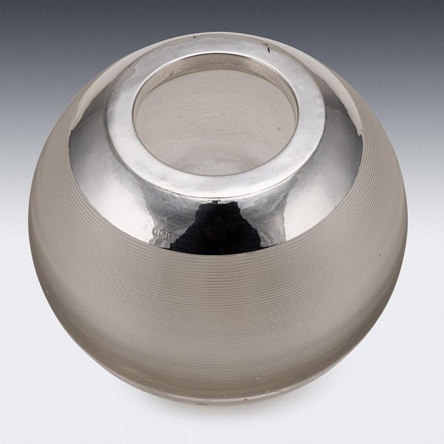 Antique 20th Century silver mounted and textured ribbed glass match striker. Of round shape, mounted with a plain silver...