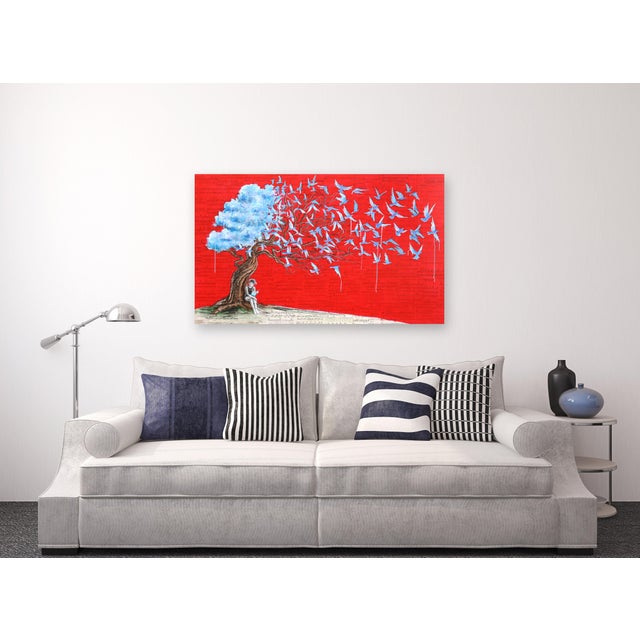 A Distant Call Whispers - Vibrant Mixed Media Surrealist Figurative Original Artwork by Robert Lebsack For Sale - Image 9 of 11