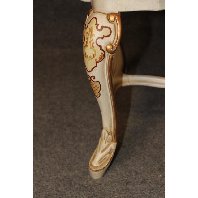 Cream Set 8 Paint Decorated Chinoiserie Paint Decorated Dining Chairs Italian Style For Sale - Image 8 of 18