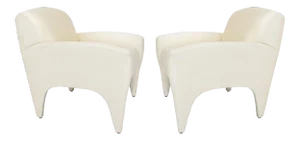 Lounge Chairs in Ivory Silk - a Pair