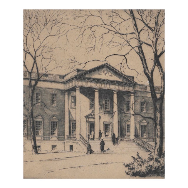 1935 Leon Pescheret Chicago Historical Society Building Etching For Sale
