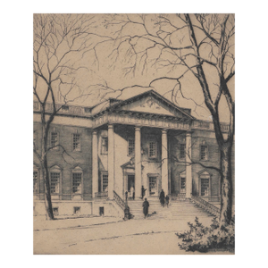 1935 Leon Pescheret Chicago Historical Society Building Etching