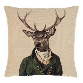 Stanley Stag Regular Cushion With Feather Filler - 46x46cm (18"x18") For Sale
