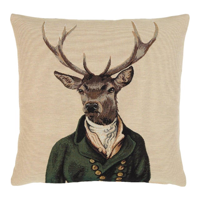 Stanley Stag Regular Cushion With Feather Filler - 46x46cm (18"x18") For Sale
