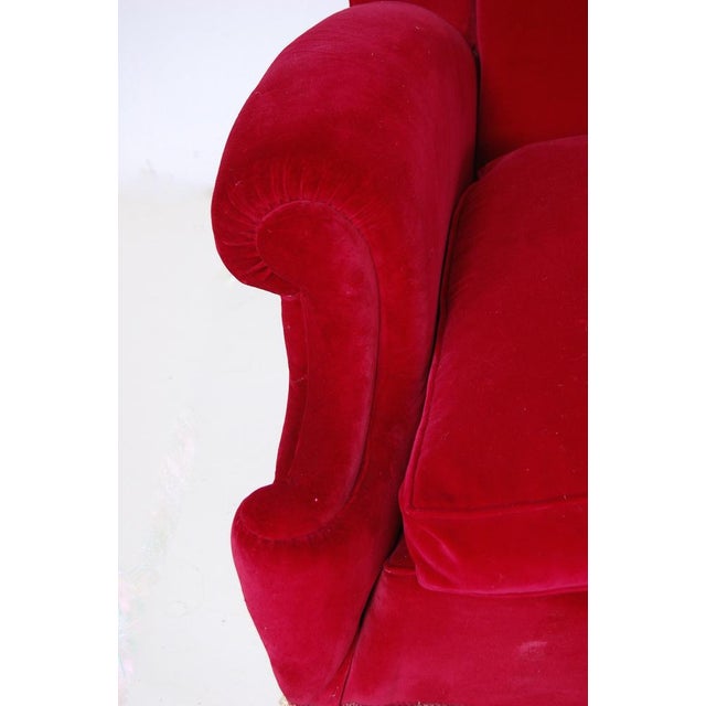 Vintage Sofa in Red Velvet, 1950s For Sale - Image 9 of 16