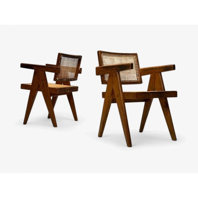 1960s Pierre Jeanneret, Teak, Cane, Four Floating Back Chairs, Chandigarh, 1960s For Sale - Image 5 of 12