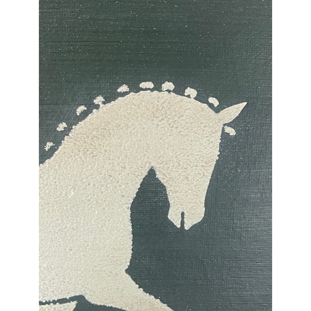 Contemporary Primitive Equestrian Horse Painting in Custom Wood Frame For Sale In Cincinnati - Image 6 of 10