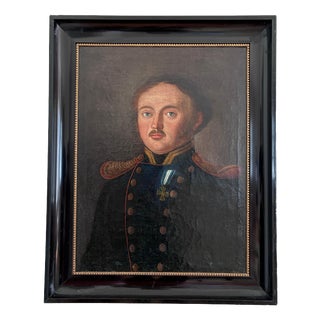 Officer Portrait, 1840s, Oil Painting on Canvas, Framed For Sale