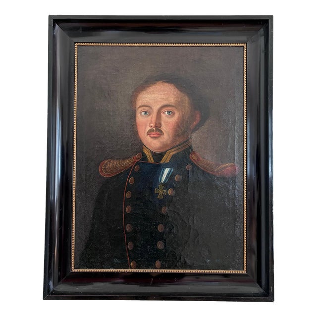 Officer Portrait, 1840s, Oil Painting on Canvas, Framed For Sale