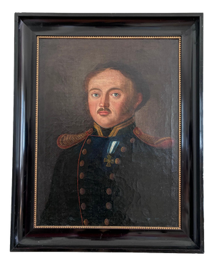 Officer Portrait, 1840s, Oil Painting on Canvas, Framed