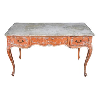 Italian Venetian Style Heavily Distressed Paint Decorated Writing Desk For Sale