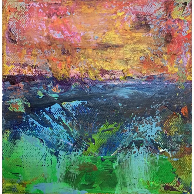 Acrylic on 6” by 1.5 by 6” Stretched Canvas. Artist signed on the back side with S. Stilgenbauer (CA Artist Stephen...