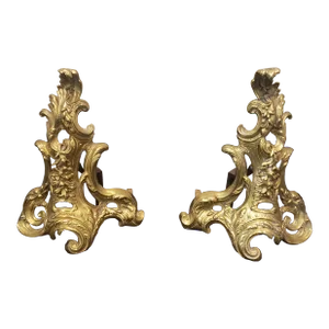 Pair of 19th Century French Louis XV Style Ormolu Chenets
