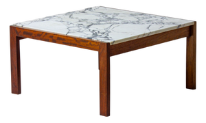 Vintage Coffee Table in Teak and Marble by Alfred Hendrickx for Belform, 1960s