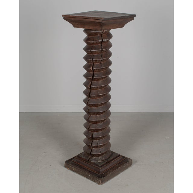 Wood 18th Century French Wooden Wine Press Screw Pedestal For Sale - Image 7 of 14