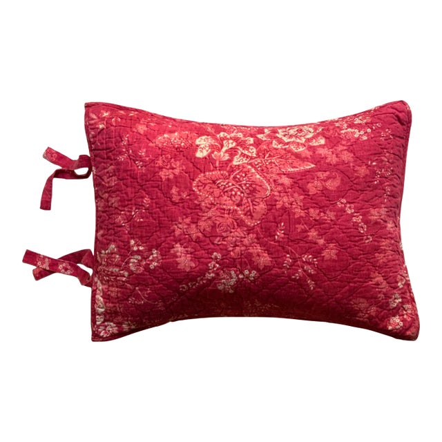 Vintage French Turkey Red Cotton Pillow Sham, Hand & Machine Stitched, Reversible Envelope Closure, Paris Flea Market Find For Sale