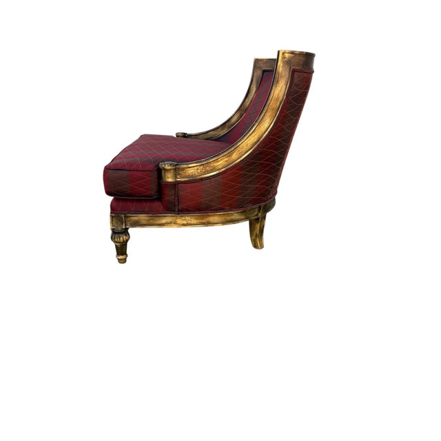 Pair of French Style Gilded Extra Wide (Snuggle) Chairs For Sale - Image 4 of 5