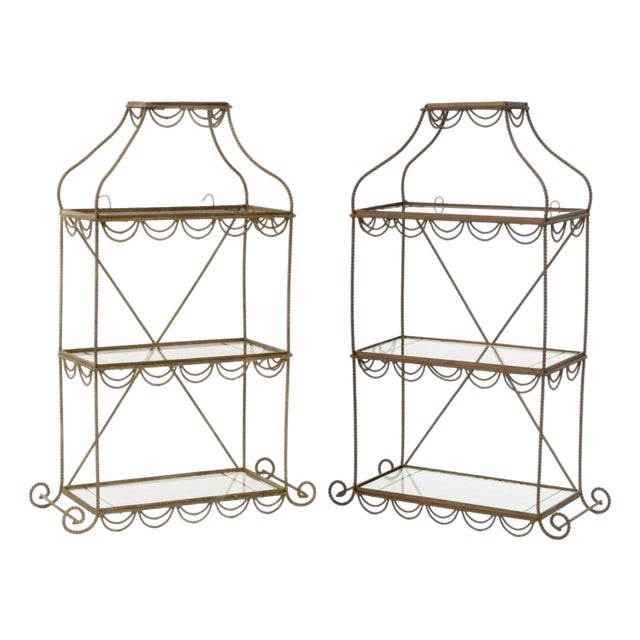 Regency Style Gilt Metal Three-Tier Etageres, Pair For Sale