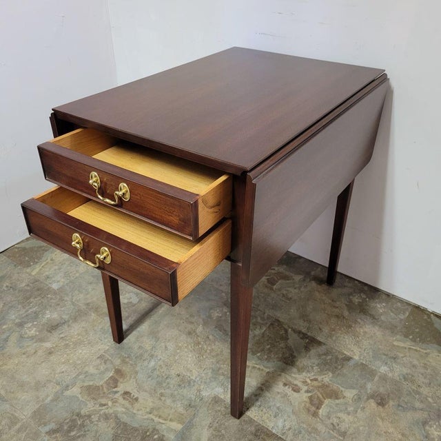 Henkel Harris Henkel Harris Mahogany Drop-Leaf Pembroke Side Table For Sale - Image 4 of 10