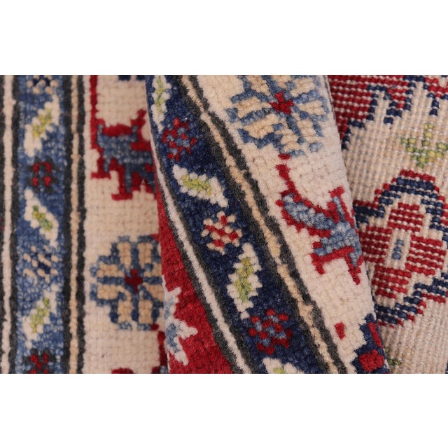 Textile Bohemian Kazak Tribal Red/Beige Wool Rug - 2'0''x3'0'' For Sale - Image 7 of 10