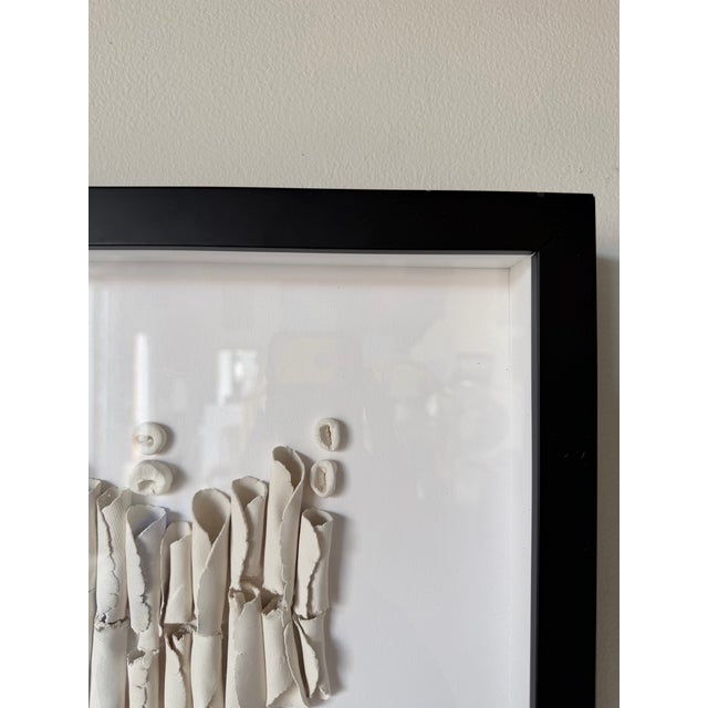 Wood 1990s Vintage Signed C. Marhg Sirt Organic Ceramic Wall Sculpture in Shadow Box Frame For Sale - Image 7 of 12