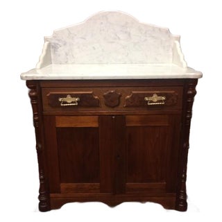Antique Marble Top Washstand, Walnut Washstand For Sale