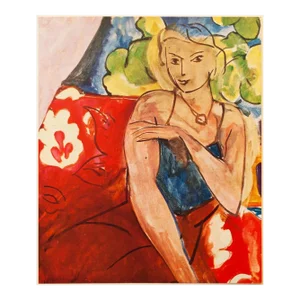 1940s After Henri Matisse "Girl on a Red Background", First Edition Period Swiss Lithograph