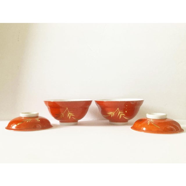 Early 20th Century Asian Rice Bowls With Lids - a Pair | Chairish