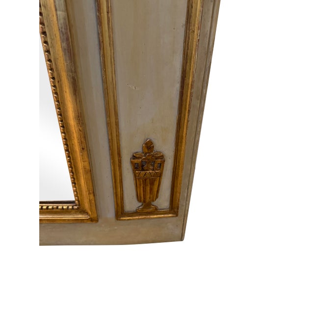 Green Louis XVI French Neoclassical Trumeau Mirror For Sale - Image 8 of 14