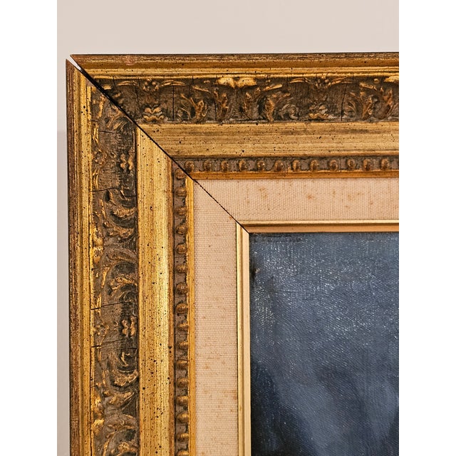 Blue Antique Oil on Canvas Roses Still Life- Signed Pentelei-Molnar For Sale - Image 8 of 12