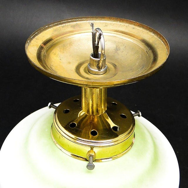 1950s Vintage Art Deco Brass and Glass Pendant Lamp, 1950s For Sale - Image 5 of 6