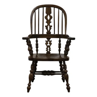 Ethan Allen Royal Charter Collection Solid Oak Bowback Windsor Dining Arm Chair 16-6000a For Sale