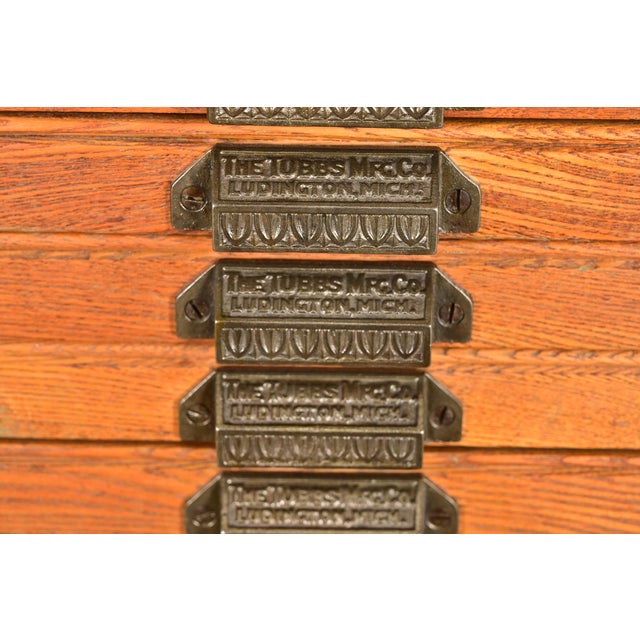 Brown Antique Arts & Crafts Oak 40-Drawer Architect's Blueprint Flat File Cabinet, Circa 1900 For Sale - Image 8 of 13