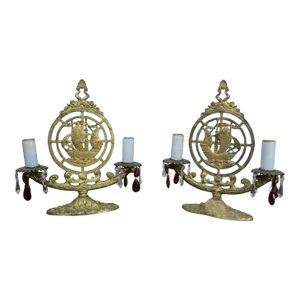 1920's Art Deco Bronze Cast Nautical Ship/ Boat Table Lamps a - Pair