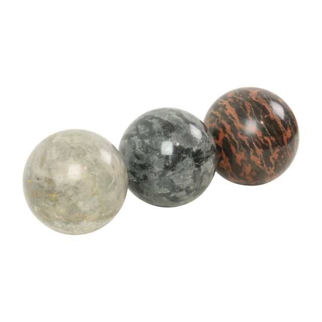 1980s Large Polished Marble Spheres, 1980s, Set of 3 For Sale - Image 5 of 10