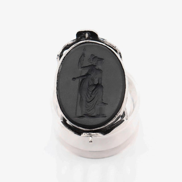 Black Pair of Antique Spinner Watch Fobs With Wedgwood & Bentley Basalt Intaglio Seals For Sale - Image 8 of 18