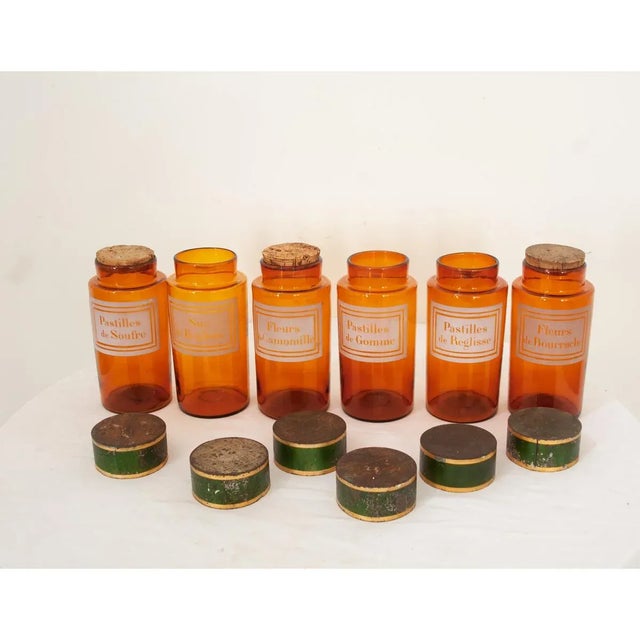 French French Amber Glass Apothecary Storage Jars - Set of 6 For Sale - Image 3 of 13