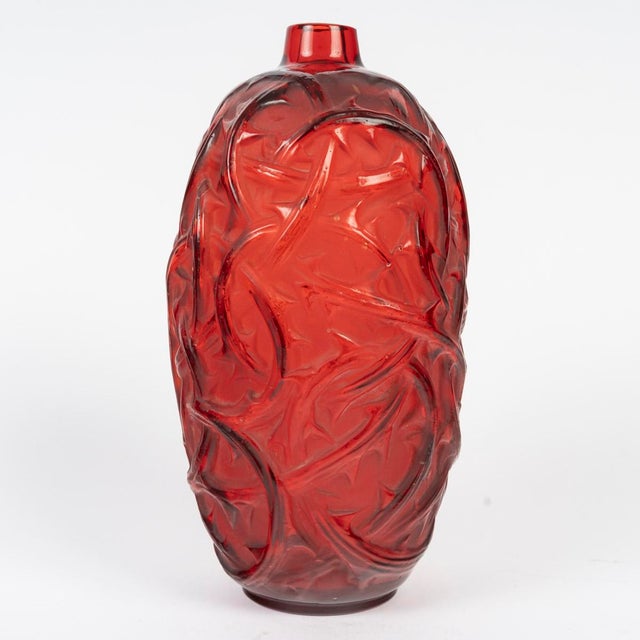 Glass Bronzes Vase in Tinted Red by René Lalique for Lalique, 1921 For Sale - Image 7 of 7