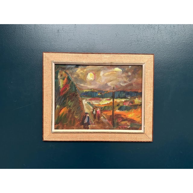 Lars Niklasson, Landscape with Figures, 1960s, Oil Painting on Panel, Framed For Sale - Image 15 of 18