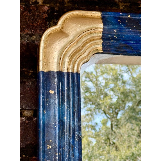 1960s Faux Lapis Lazuli and Parcel Gilt Newly Painted Mirror by Turtle and Crane - Tony Duquette Style -Newly Painted For Sale In Mobile - Image 6 of 11