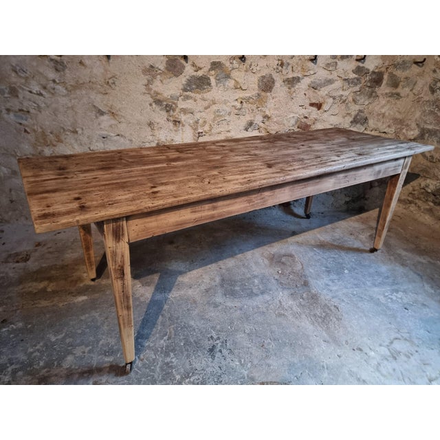 Antique French Pine Dining Table with Casters, 19th Century For Sale - Image 16 of 18