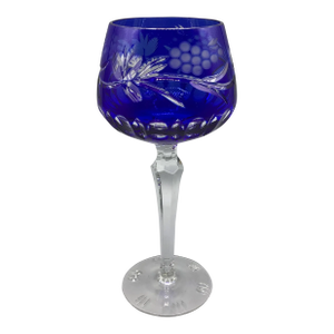 Vintage Cobalt Blue Lausitzer Goblet With Non Cut Stem. Pattern La5