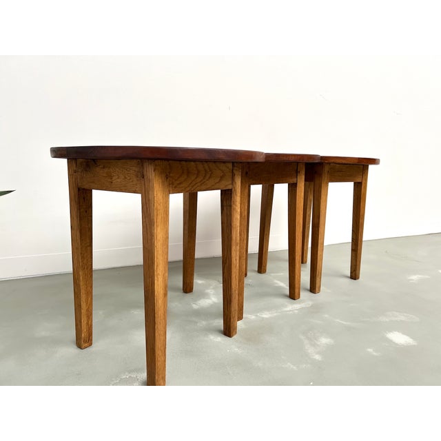 Wood Demi-Lune Coffee Tables, Denmark, 1960s, Set of 3 For Sale - Image 7 of 17
