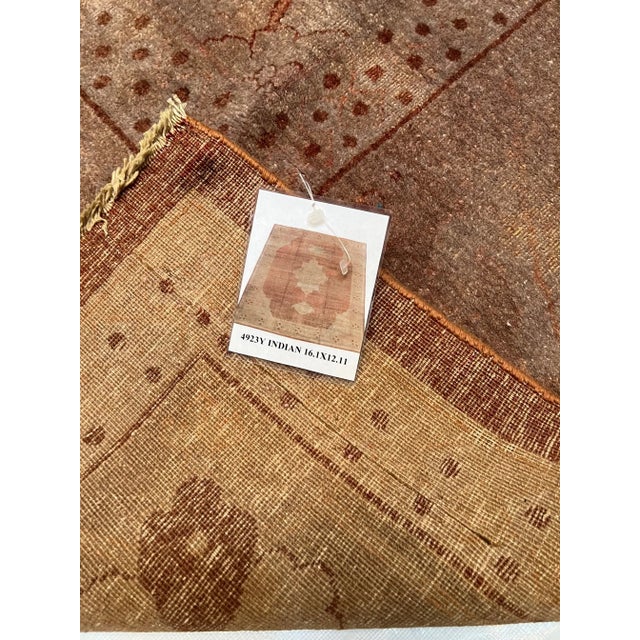 Burnt Orange Antique 1920 Indian Rug For Sale - Image 8 of 9