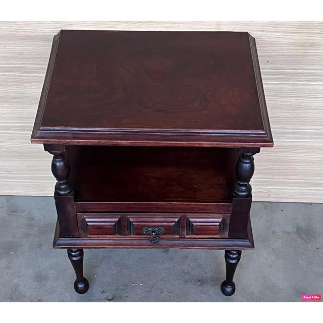 20th Century Pair of Solid Carved French Nightstands with Low Drawer For Sale - Image 4 of 18